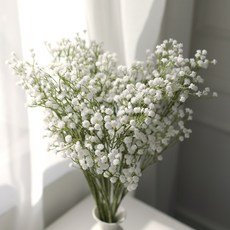 Dalkomnori 滿天星人造花 室內裝飾絲花, 白色, 10個