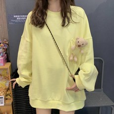 Paperments 女性圓領休閒可愛寬鬆版型小熊玩偶大學T 13688