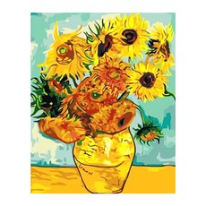 LO&BU DIY 方鑽寶石十字繡 布料型 30 x 40 cm, 梵谷向日葵, 1套