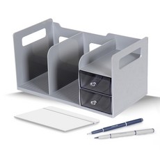 1단 책꽂이 서랍정리함, 그레이, 1개