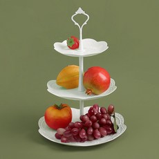 Dometopia Enjoy 3層點心盤, 1個, 圓形 + 白色