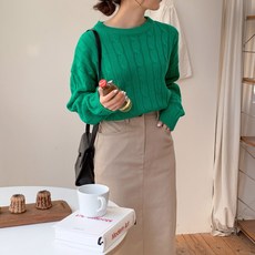 린다샵 여성용 파이어 세이 크롭 꽈배기 니트 cpnt4330k31