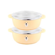 小熊304不鏽鋼碗 + 蓋, 2入, 混色