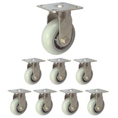 MASTER. S 不鏽鋼腳輪 127mm 重型不鏽鋼 靜音 套管 白色 固定 R DS 3350 ELP-R, 8個