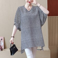 임산부 펀칭소매 스트라이프 원피스