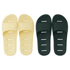 DALPAENGI LIVING De Mamang EVA 平底浴室拖鞋 2件組, 奶油黃, 深綠色, 1個