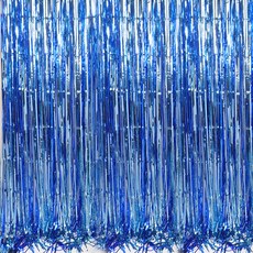 PARTYSHOW 派對裝飾亮片流蘇雨絲簾 2款 x 4入組, 寶石藍, 淺藍, 1套