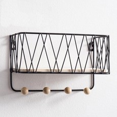 Raon to you 壁掛式多用途北歐置物架, 03 黑色 小號, 1個