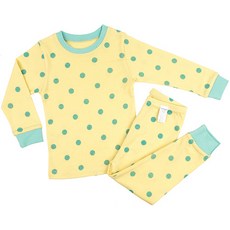 Maykids 童款綠色小圓點印花30支棉長袖家居服套裝