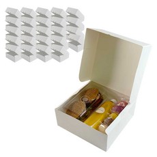 素色一體成型正方形禮物包裝盒 中 21.3 x 20.6 x 8.5 cm, 25個, 白色