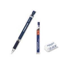 STAEDTLER 施德樓 金屬製圖自動鉛筆 海軍藍 + 2B筆芯 250 + 迷你橡皮擦 9253505-25005-52640, 0.5mm, 1套