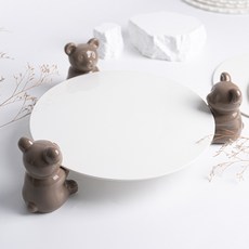 小熊蛋糕架 底座 圓形 3號 + 小熊 3p 套組, 棕色, 1套