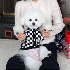 에이미러브즈펫 반려견 DE 체커 보드 니트, 블랙, 1개