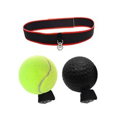 娜雅風格居家訓練健康拳擊球2款+頭帶套組 YGYP-01-11, 黑色（PU球）+黃色（網球）