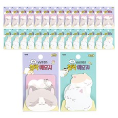 Pink Foot 1500 Nyangnyang 2 層粘性便籤紙 2 種 x 15p 套裝, 1套, 混合顏色