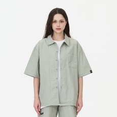 MOZMOZ 水洗尼龍Oversize半袖大尺碼短袖襯衫