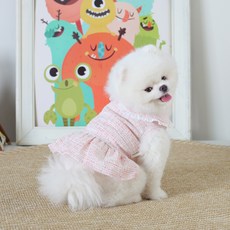 AMYLOVESPET 寵物LA毛呢短版連身裙, 粉紅色