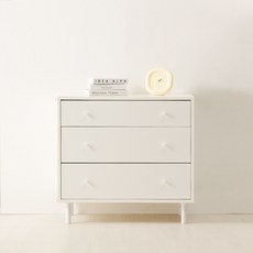 스칸디무드 국내제조 클로멘 3단 서랍장 800 방문설치, 화이트, 3개