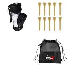 NAYASTYLE 高爾夫球袋 + 木製高爾夫短球梯 10入 + 球袋組合 GFYP-133-3 + 182-1PU, 混合色(球袋), 單一色(高爾夫球梯)