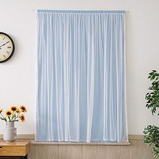 自黏式蕾絲遮光素色窗簾, 藍色