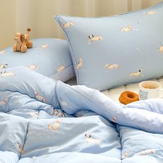 SesaOnline Doggie Wellpogni 超細纖維冬被枕頭套組, BLUE