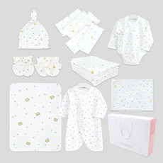 OYBY 彌月禮盒 嬰兒印花蝴蝶衣+包屁衣+手套+包巾+防水毛毯+手帕 5入+布尿墊 5入+帽子+禮盒