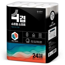 한예지 4겹 슈프림 소프트 천연펄프 고급롤화장지, 22m, 24롤, 1개