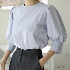 BBAEBBAE 女款抓皺泡泡袖七分棉質上衣