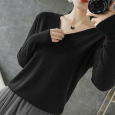 soleil 女款V領長袖針織衫