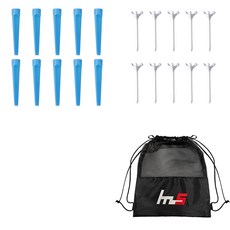 나야스타일 플라스틱 골프 롱 티 블루 10p + ABS 골프 롱 티 화이트 10p + 파우치 세트 GFYP-185-2 172-1PU, 혼합색상