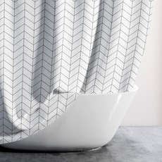 Geumdongyi Shop 浴室防水隔斷布質浴簾, 人字紋白, 1個