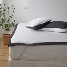 헬로우슬립 터치쿨 라인 냉감 고정밴딩 침대패드, 차콜라인