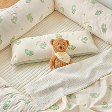 Decoone Dingo孩童棉質含枕芯長枕頭, 綠色