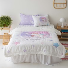 마이하우스 아동용 시어서커 쿨 냉감 손자수 여름 차렵이불 + 베개커버 세트, 엘리 유니콘