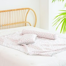 아띠블랑 인견 아기베개 커버 2p + 속통 + 블랭킷 + 바디필로우 세트, 플라워레빗