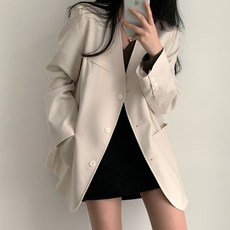 비비에모 여성용 하나키 포켓 노카라 하프 자켓 10901