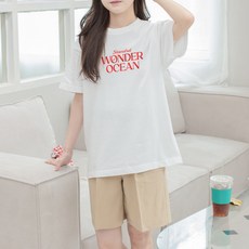 험블스튜디오 여성용 통기성 원더오션 레터링 이너 32수 반팔 티셔츠 KK_166_083