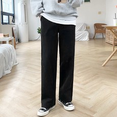 gavijean 女款保暖刷毛鬆緊帶直筒褲