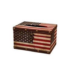 Booth Market 復古設計方形面紙盒, 美國國旗, 1個