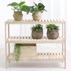 Oliving 原木多功能收納架鞋櫃 800, 3層, 單色