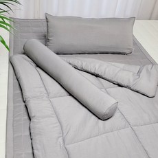 ahtty blanc 莫代爾寬版嬰兒枕頭 + 薄被 + 嬰兒長條枕 + 嬰兒墊套組, 灰色