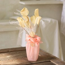 ScentBasket 包袱巾裝飾花瓶 + 白色尤加利永生花套組, 粉紅色