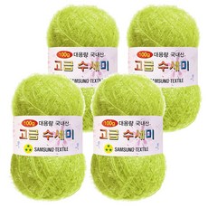 Yarna 100g 大容量高級菜瓜布編織線 4入 + A款印刷圖案 8種組合, 116 黃綠色, 1套