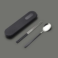 PUKO Bane 餐具餐具盒組, 現代灰, 筷子 + 湯匙 + 餐具盒