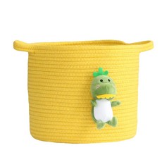 따니네 노르딕 패브릭 수납 바구니 BGN045, 그린공룡 옐로우, 1개