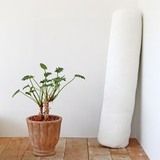 누블 피그먼트 워싱 와플 순면 원형 바디필로우 커버, 화이트