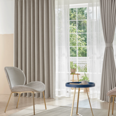 NuvoDeco 酣睡粉彩100%掛鉤式遮光窗簾, 淺米色