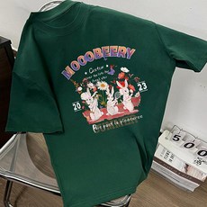 레몬소울 여성용 뭅리 프린팅 반팔 티셔츠 06767