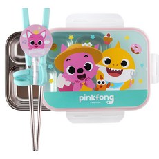 aizoum 卡通造型孩童不鏽鋼密封餐盤+不鏽鋼學習筷組, 混色, 便當盒+學習筷