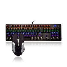 G-CLICKER 電競有線機械紅軸鍵盤鼠標套組, GMK-810X, 金屬黑（鍵盤），混色（鼠標）, 一般型